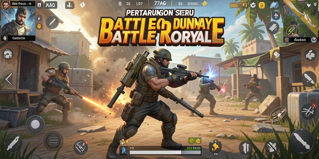 Screenshot dari gameplay seru 77AG dengan aksi Battle Royale.