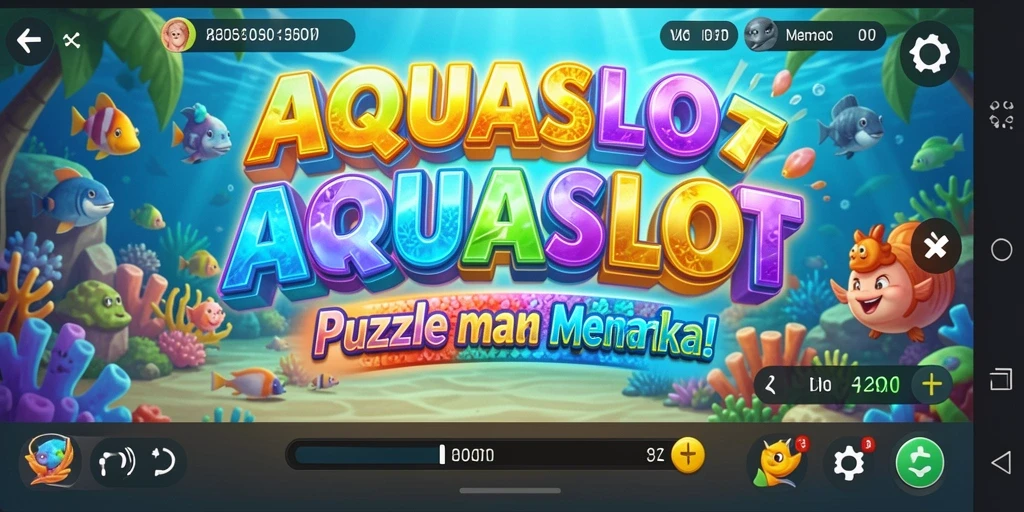 Screenshot utama AQUASLOT menampilkan gameplay Puzzle yang seru dan menantang.
