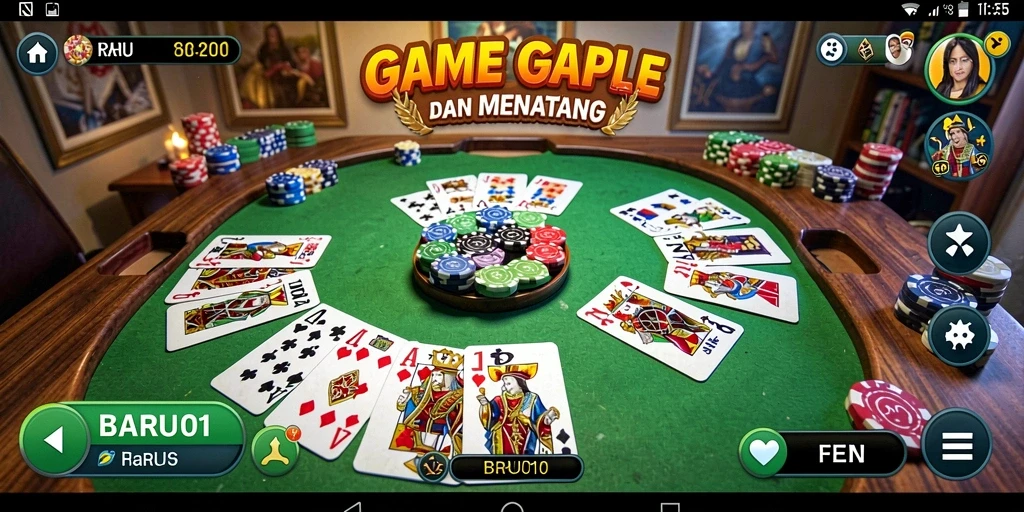 Tangkapan layar BARU01 menampilkan aksi penuh dalam permainan Gaple.