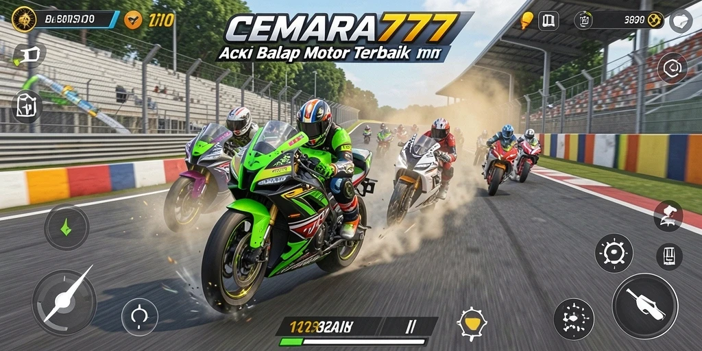 Gameplay mendebarkan dari CEMARA777 dengan berbagai trek balap motor.