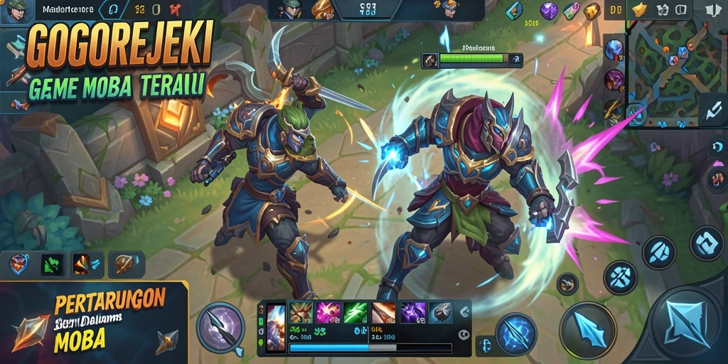 Screenshot utama GOGOREJEKI menampilkan aksi seru dalam permainan MOBA.