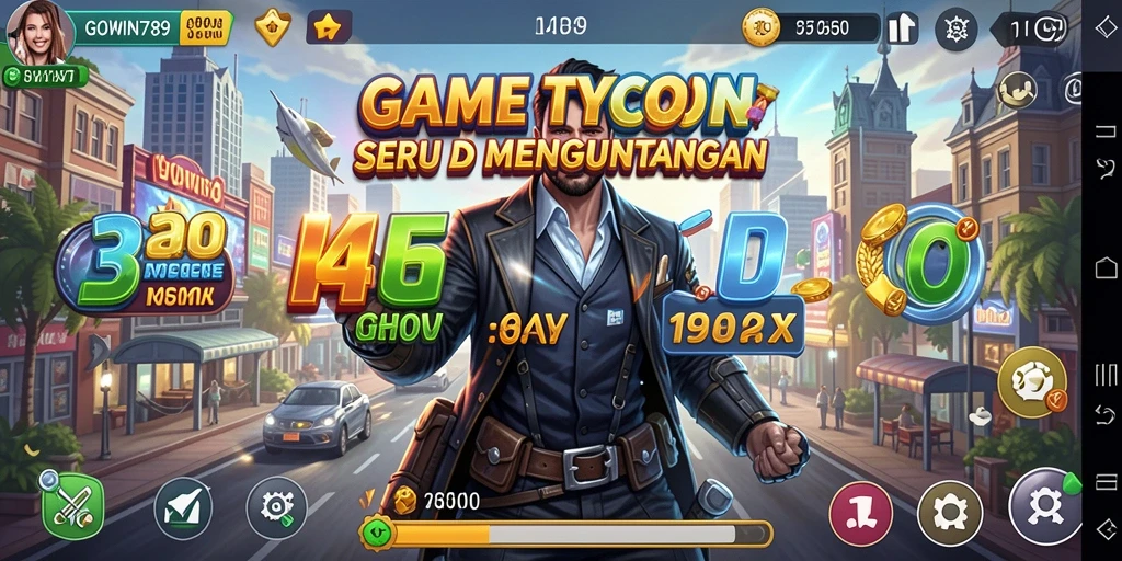Screen utama GOWIN789 menunjukkan antarmuka gameplay Tycoon yang menarik.