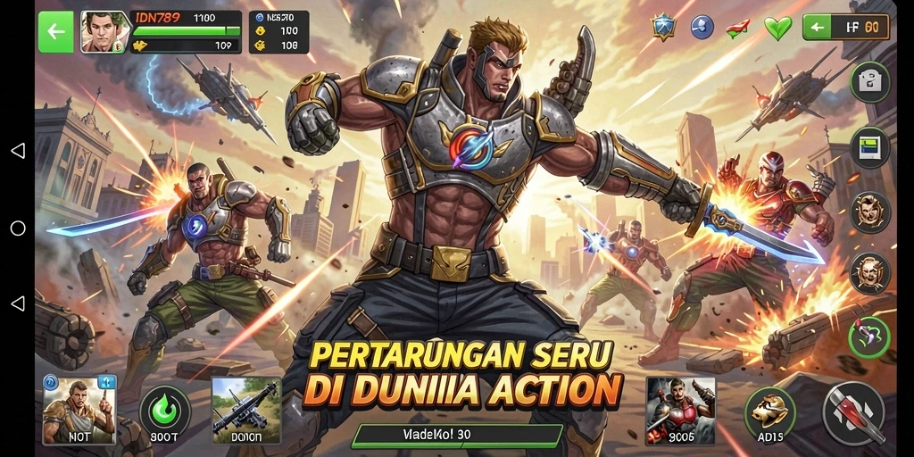 Screenshot gameplay IDN789 yang penuh aksi dan pertarungan seru.