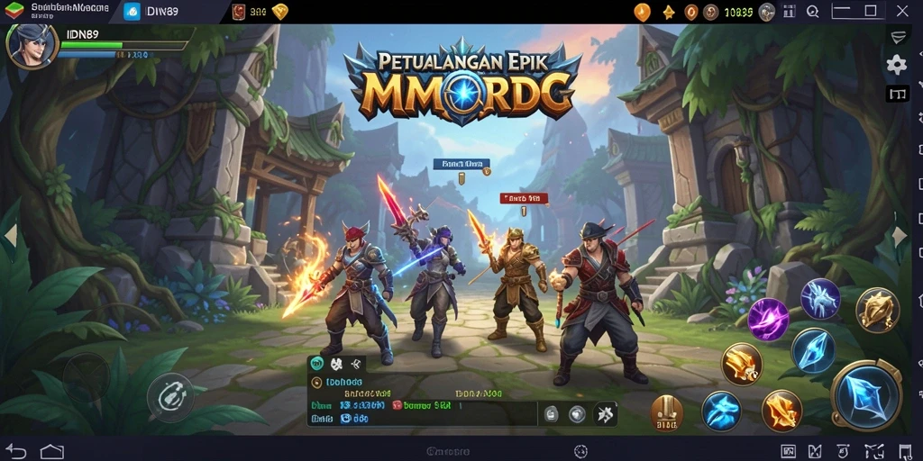 Tangkapan layar menampilkan aksi seru dalam gameplay IDN89 MMORPG.