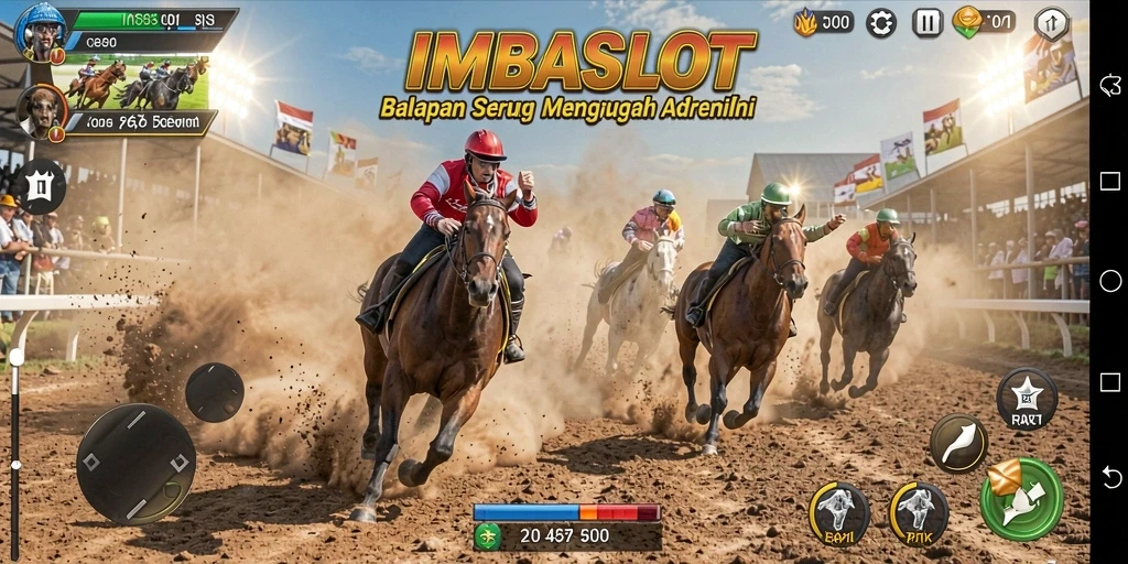 Tampilan gameplay menarik dari IMBASLOT saat balapan di trek yang menantang.