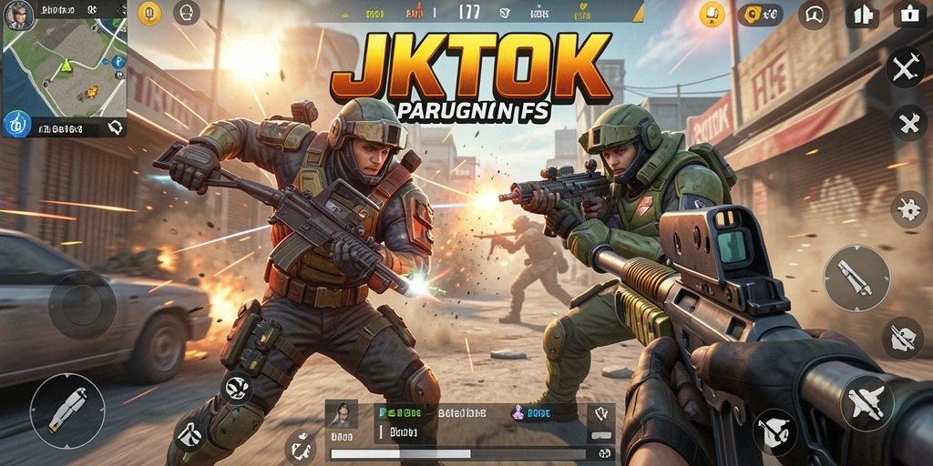 Screenshot JKTOK menampilkan aksi menegangkan dalam gameplay FPS.
