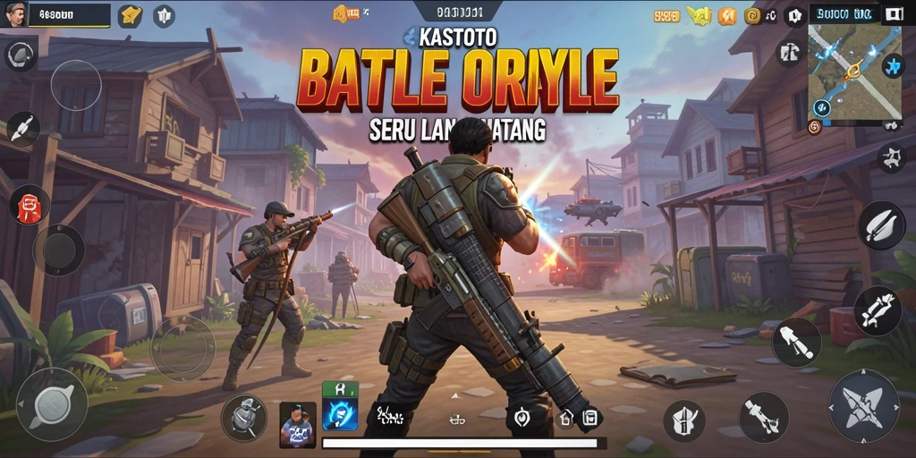 Tampilan gameplay mendebarkan di arena Battle Royale KASTOTO.