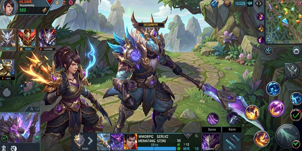 Screenshot utama MLBB8 menunjukkan aksi epik dalam gameplay MMORPG.