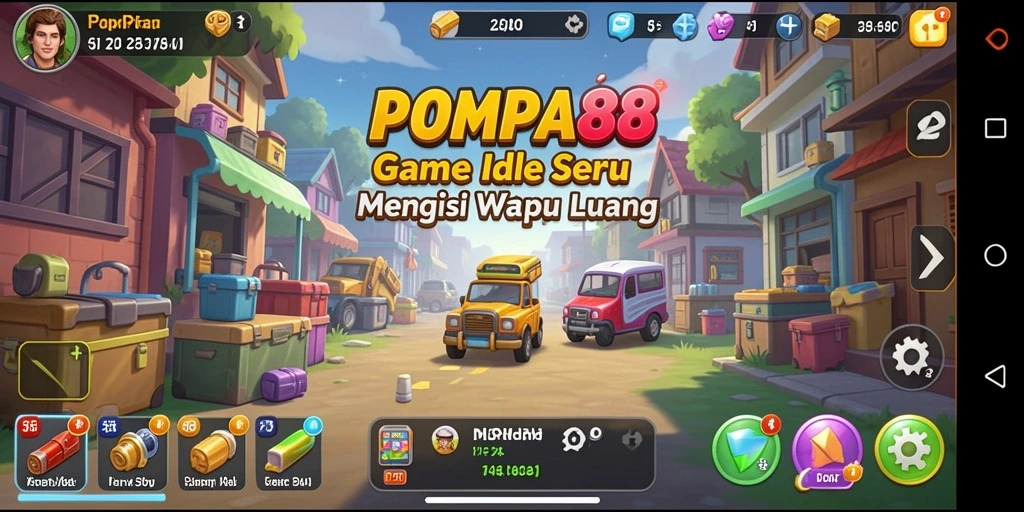 Screenshot gameplay POMPA88 menampilkan aksi seru dalam mode Idle.