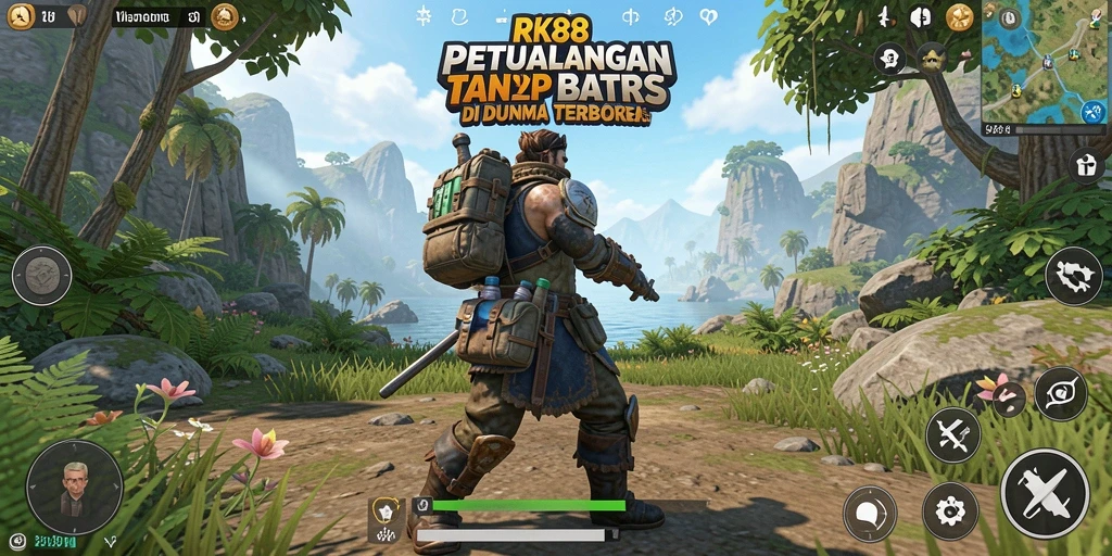 Tangkapan layar gameplay RK88 yang menampilkan petualangan seru di dunia terbuka.