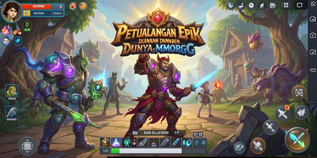 Tampilan gameplay epik dari RPRPRP di dunia fantasi.