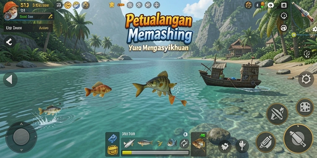 Tangkapan ikan yang besar dan indah di layar S13.