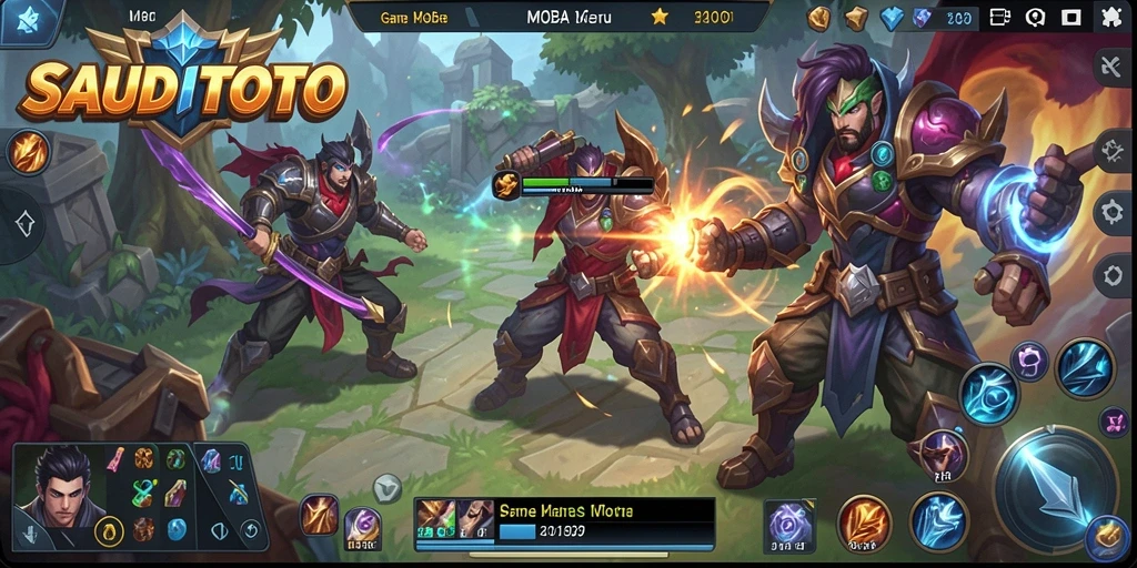 Tampilan gameplay seru dalam SAUDITOTO saat pertempuran tim.