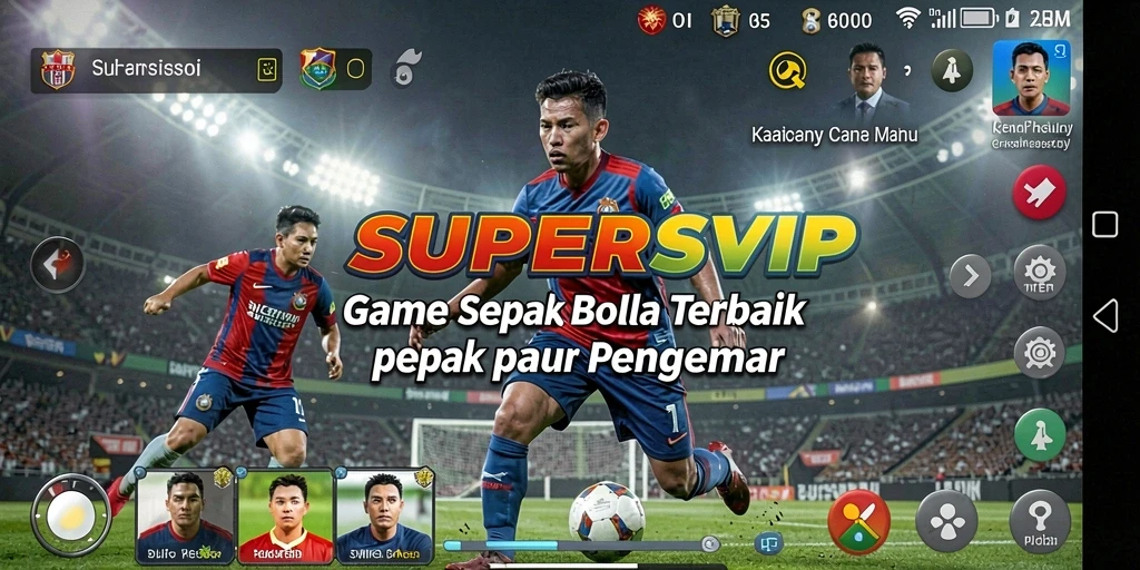 Tampilan gameplay seru di SUPERSVIP dengan aksi sepak bola yang menegangkan.