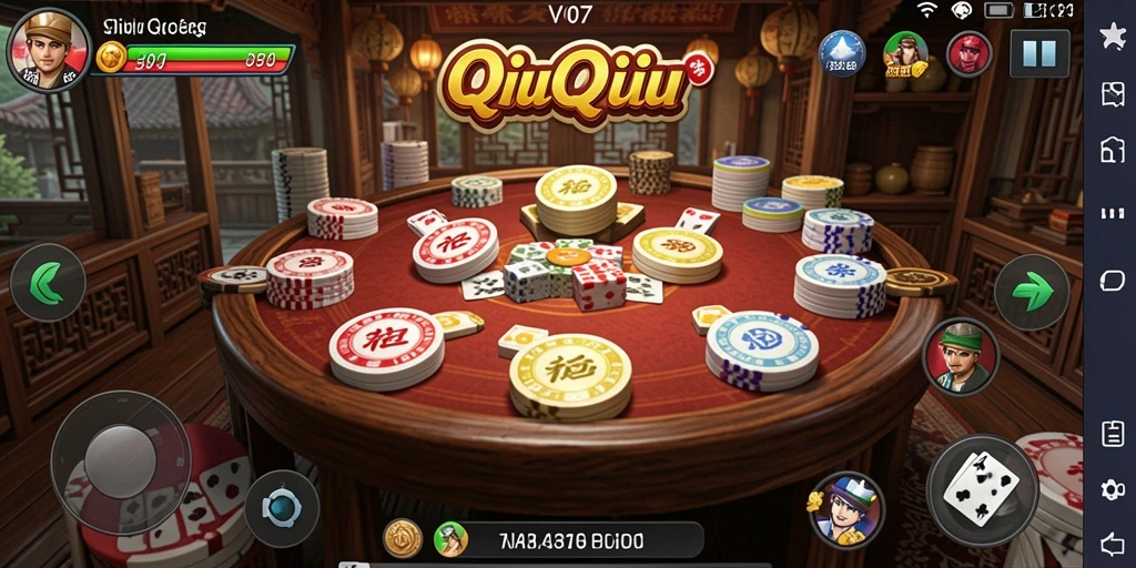 Tampilan screenshot utama V07 dengan gameplay QiuQiu yang menegangkan.