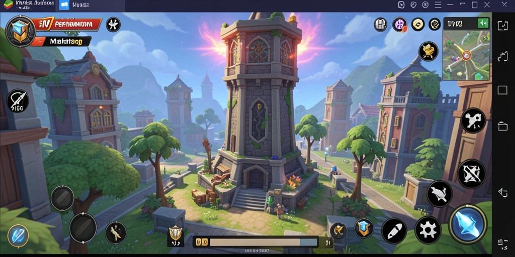 Tampilan gameplay seru dari VV62 dengan menara pertahanan yang beragam.